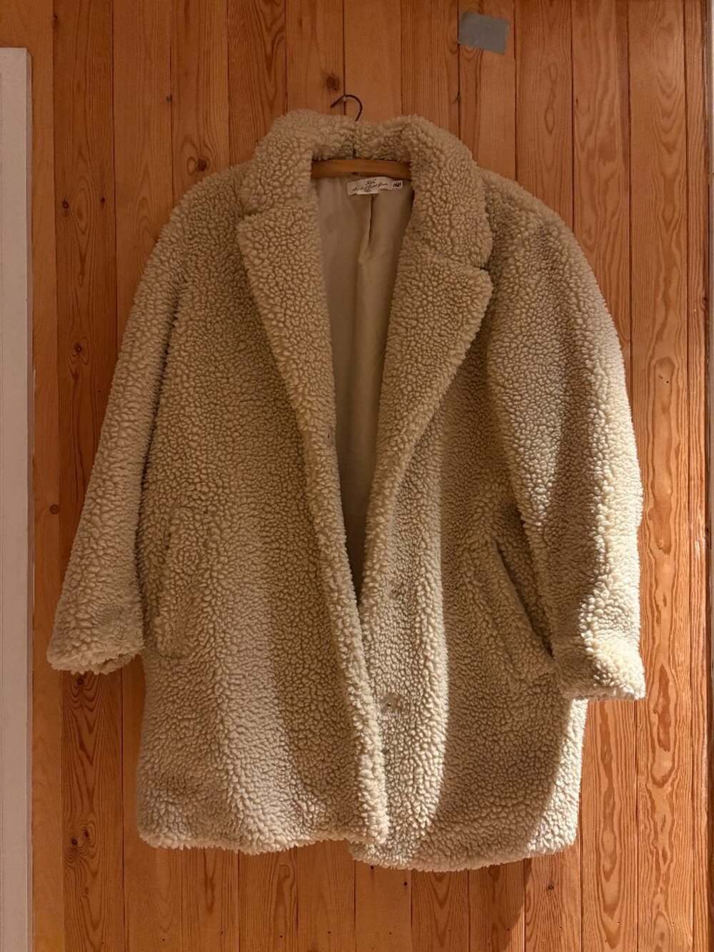 H&M Cream Teddy Plush Overcoat